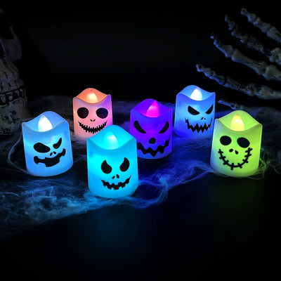 Halloween LED Ghost & Pumpkin Candle Lights – 6 Pack