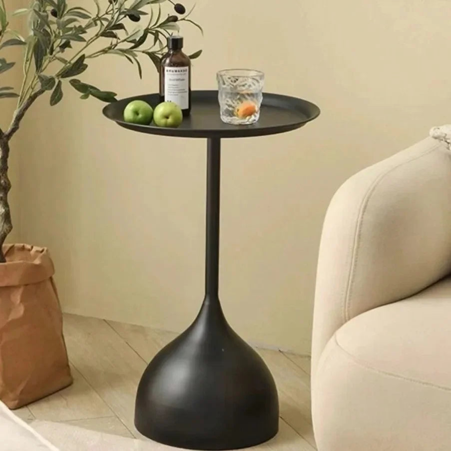 Scandinavian Round Metal Side Table for Living Room or Bedroom
