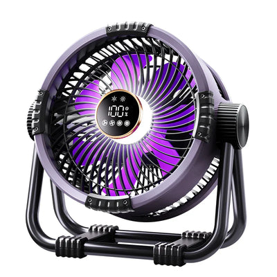 Rechargeable Camping Fan with LED Light and Power Bank