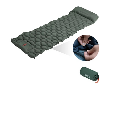 Inflatable Camping Sleeping Pad with Built-In Pillow for Hiking