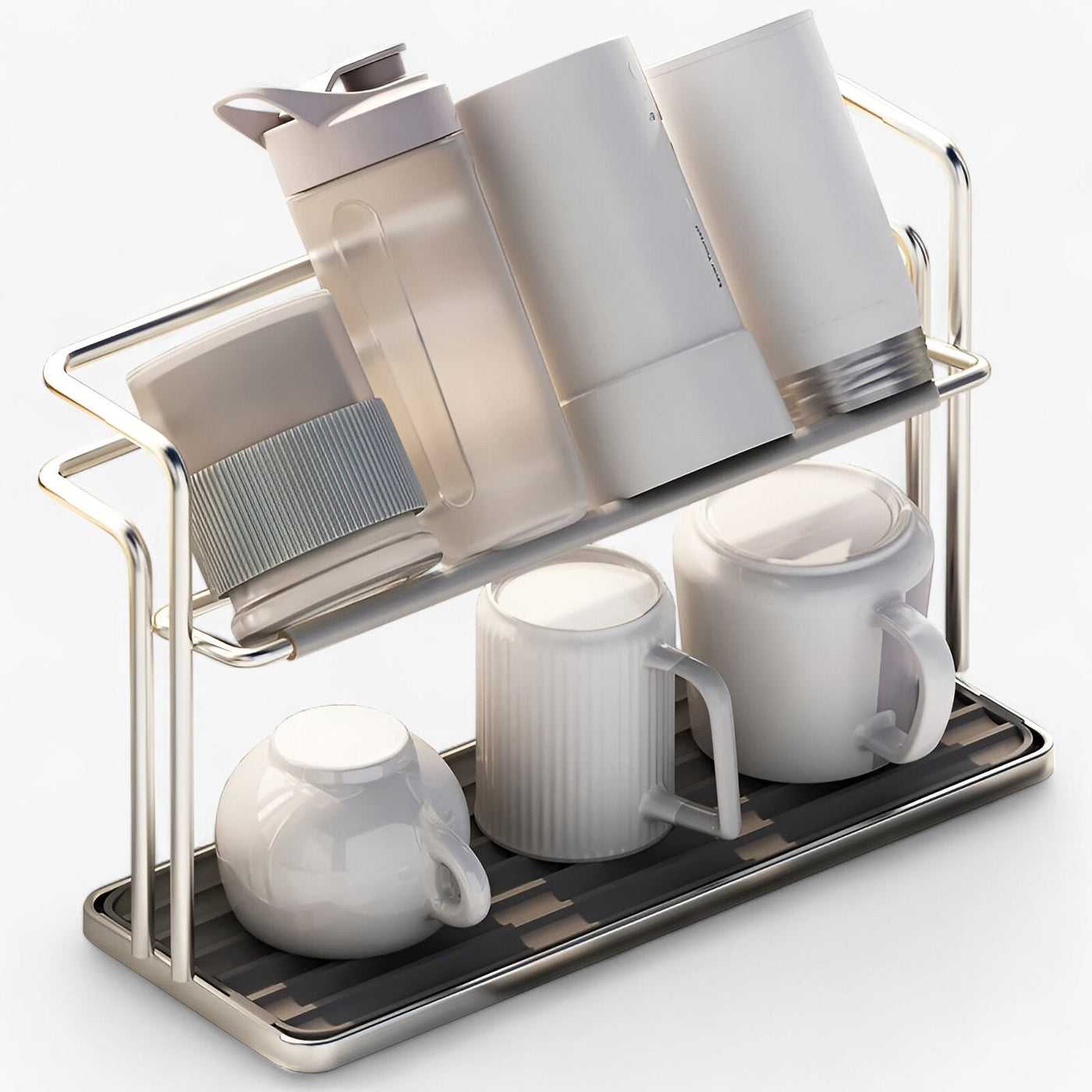 Double Layer Stainless Steel Cup Rack for Kitchen