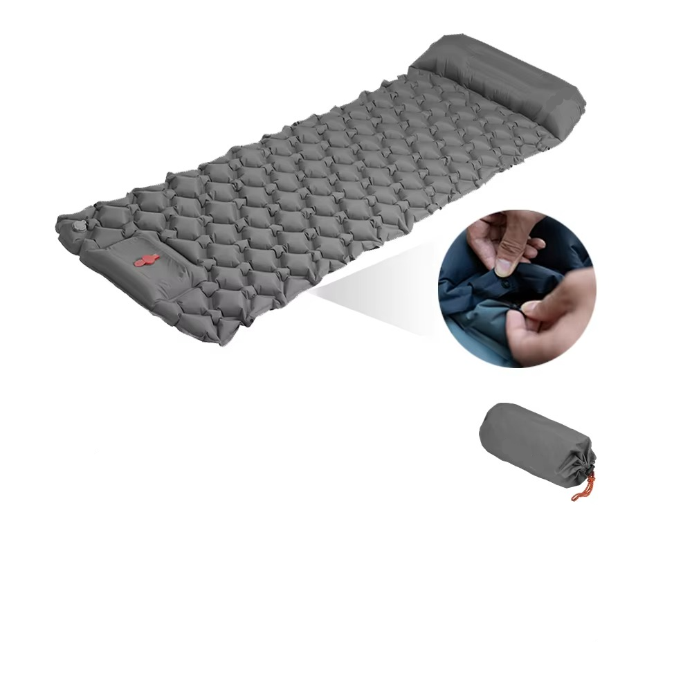 Inflatable Camping Sleeping Pad with Built-In Pillow for Hiking