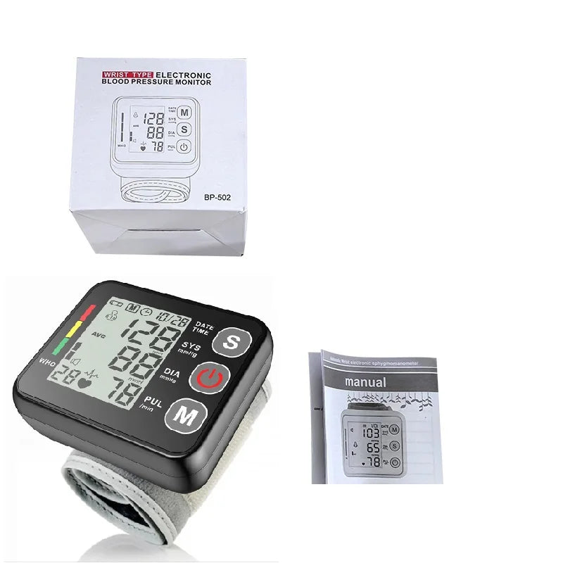 PulseTrack Digital Wrist Blood Pressure Monitor with LCD Display