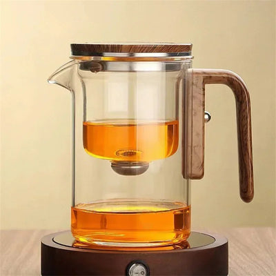 Glass Teapot with Infuser & Wooden Handle – ZenSteep