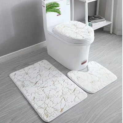 Gold Toilet Seat Cover and Bathroom Mat Set Non-Slip
