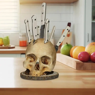 Gothic Skull Knife Holder Kitchen Decor Rack