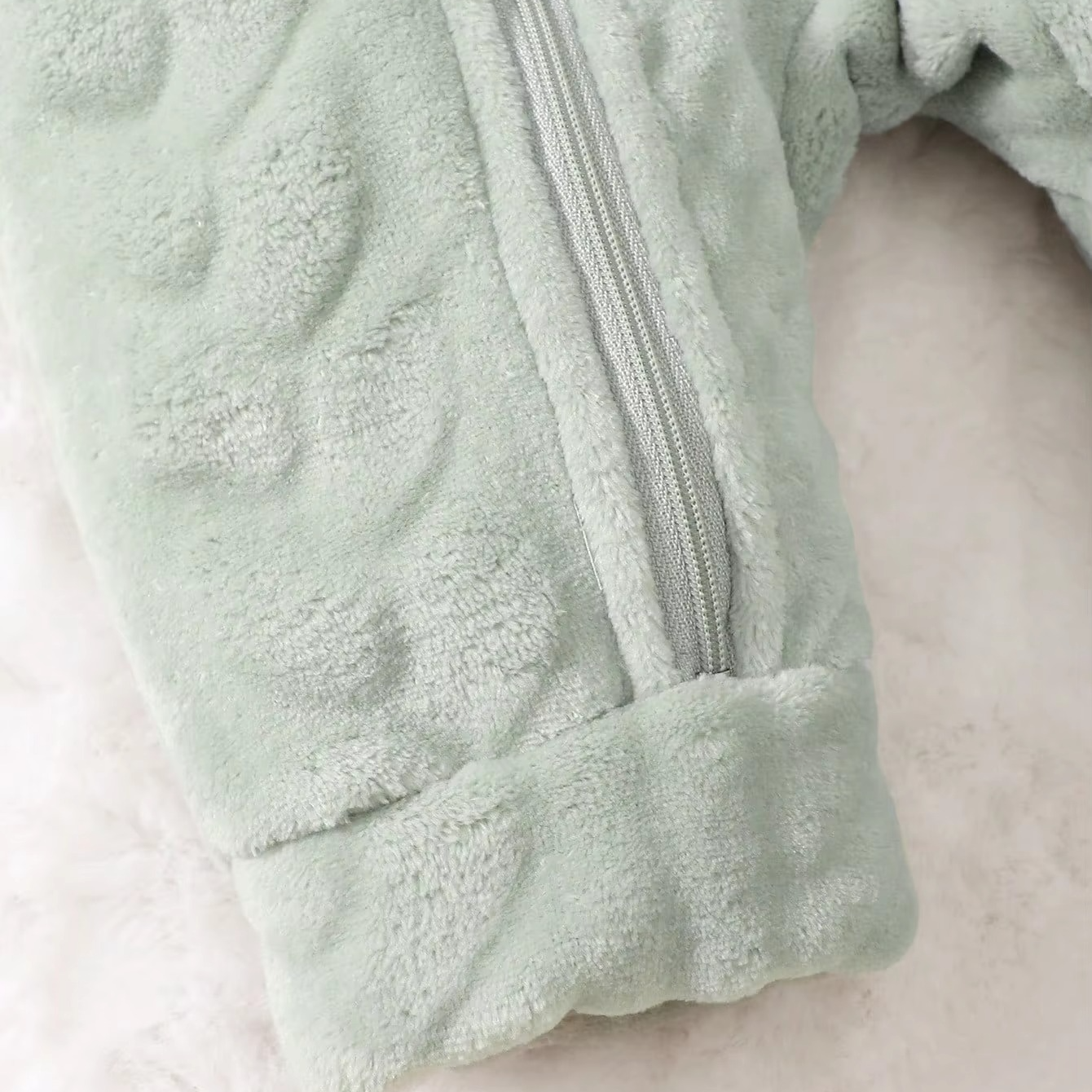 Baby Boys’ Cozy Plush Hooded Jumpsuit with Zipper Closure