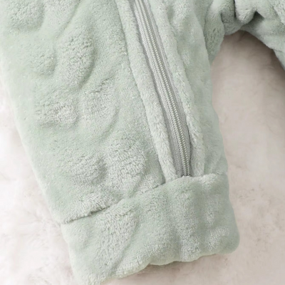 Baby Boys’ Cozy Plush Hooded Jumpsuit with Zipper Closure