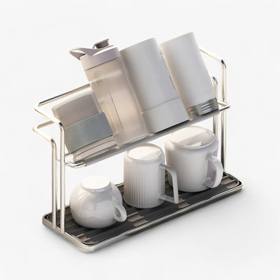 Double Layer Stainless Steel Cup Rack for Kitchen