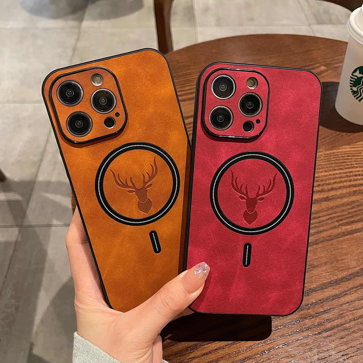 Deer Leather iPhone Case MagSafe Wireless Charging