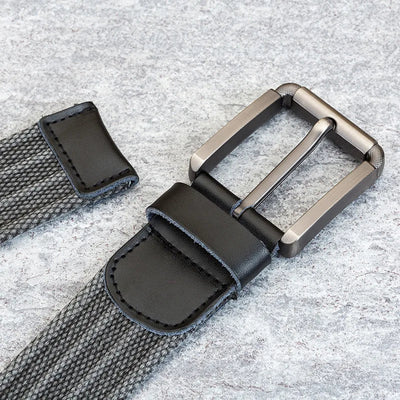 Men’s Canvas Belt – Adjustable Casual Striped Waistband