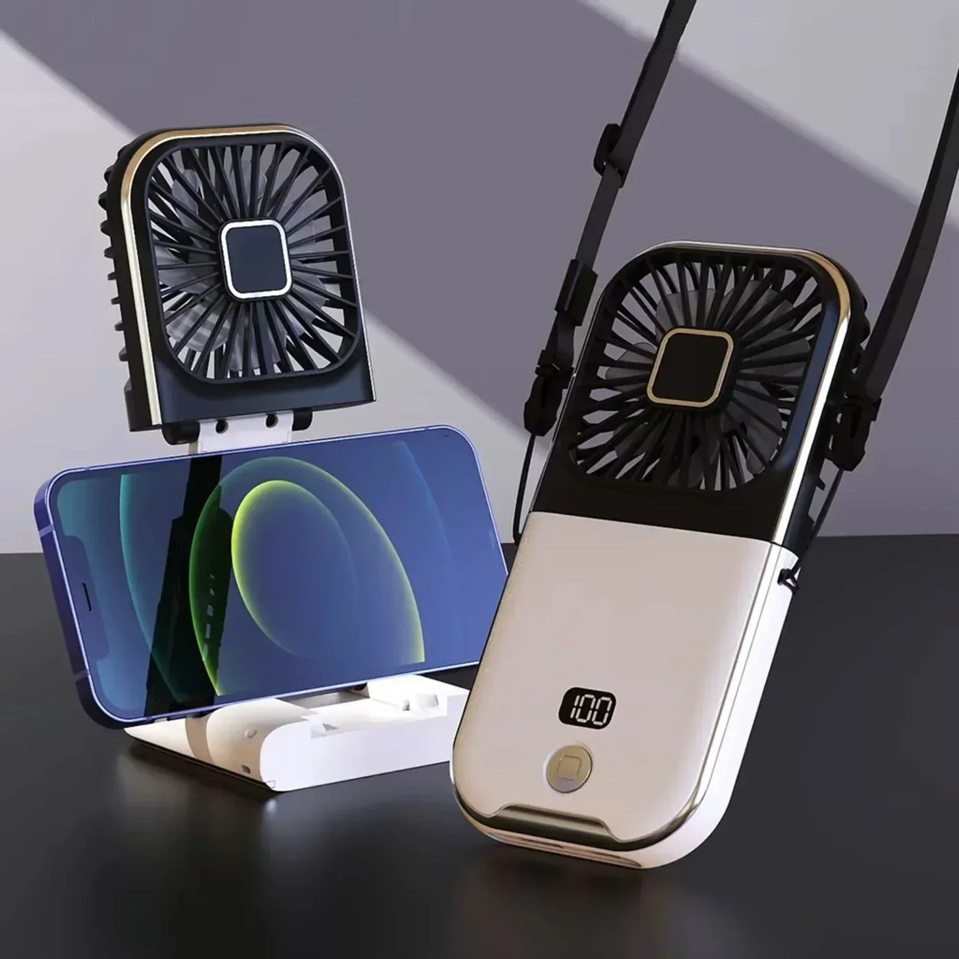 Mini USB Rechargeable Fan with LED Display and 3 Wind Modes