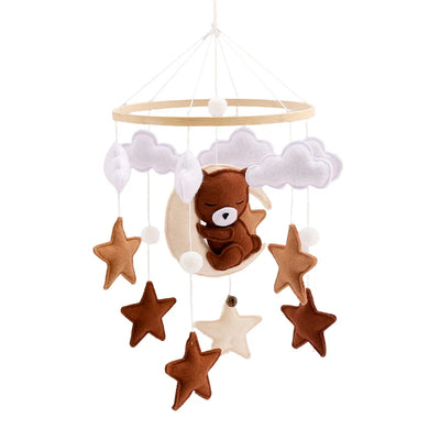 Wooden Baby Crib Mobile with Felt Bears Decoration