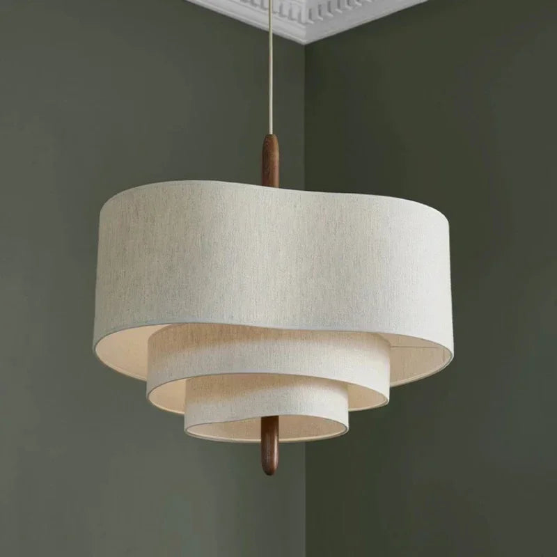 Japanese Wabi Sabi Fabric Chandelier Minimalist Pendant Light