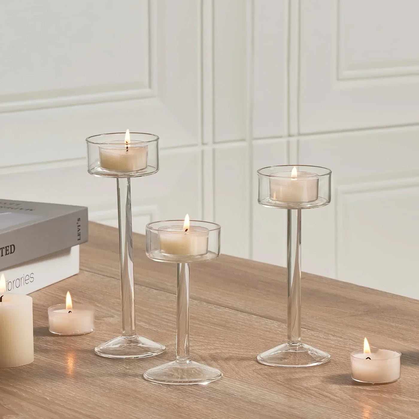 Clear Acrylic Candle Holder Set – 3-Piece LumaVase