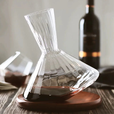 Crystal Glass Rotating Wine Decanter 1L