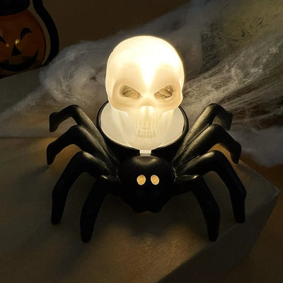Halloween LED Skull & Spider Lamp – Spooky Home Decor