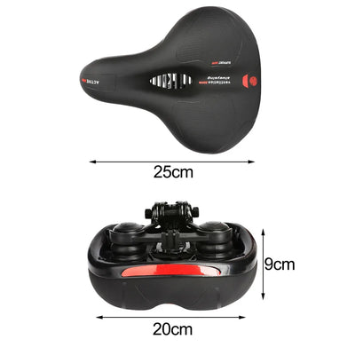 Wide Shock-Absorbing Bike Saddle with Reflective Strip