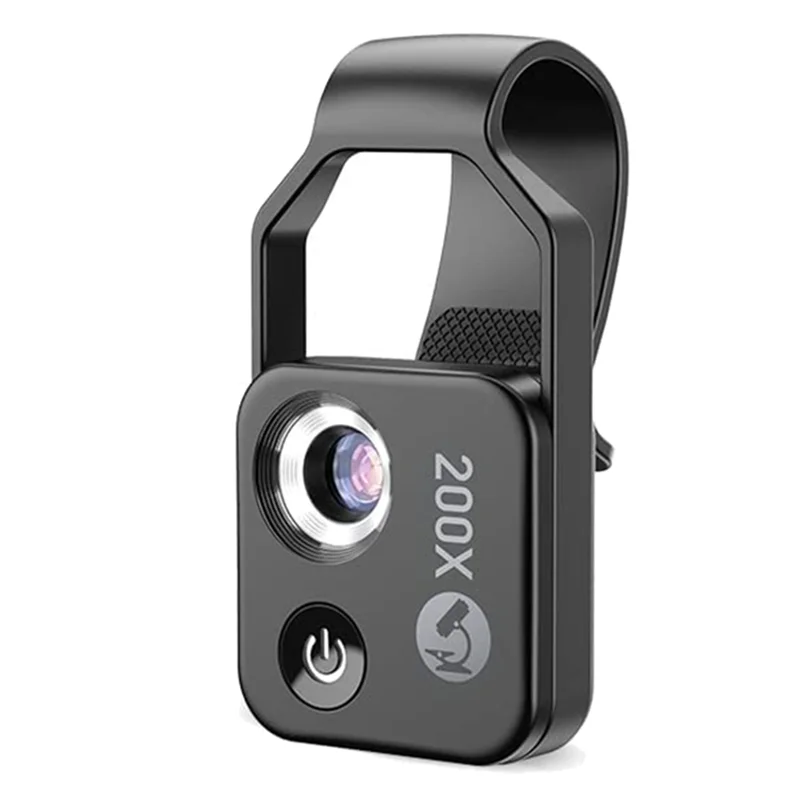 MicroZoom Clip-On Phone Microscope – 200x Magnification Lens with LED Light
