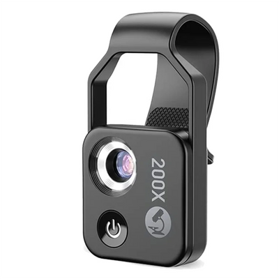 MicroZoom Clip-On Phone Microscope – 200x Magnification Lens with LED Light