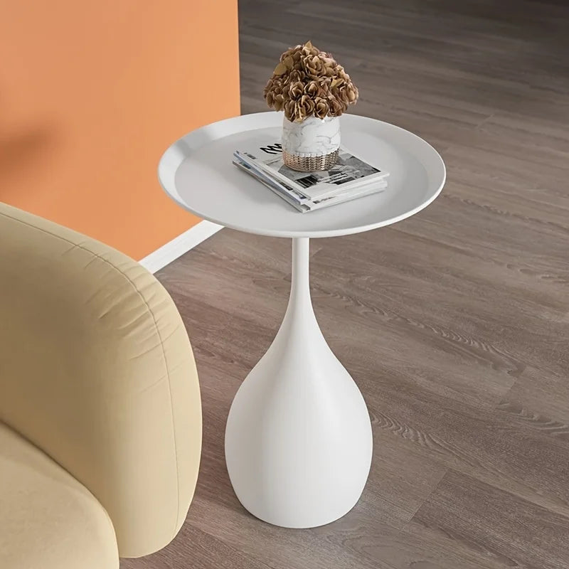 Mobile Round Side Table with Wheels Modern Design