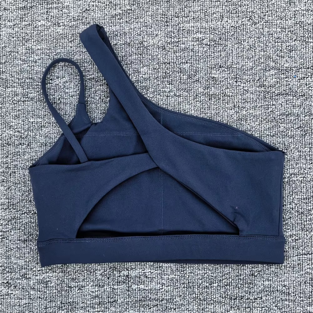 Women’s Shockproof Sports Bra with Oblique Shoulder Straps for Fitness