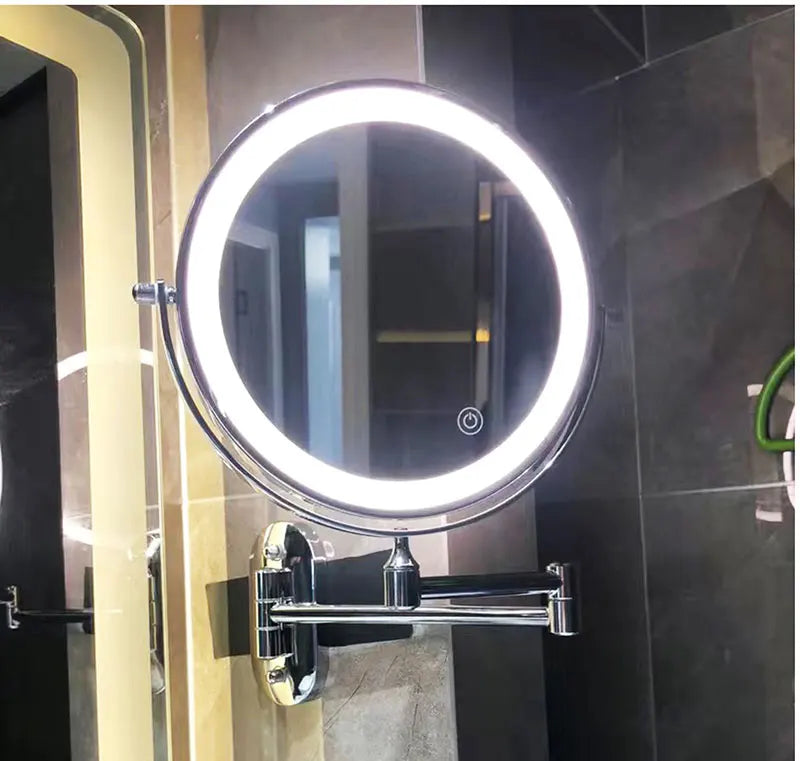 Black LED Rechargeable Makeup Mirror – 3-Color Light