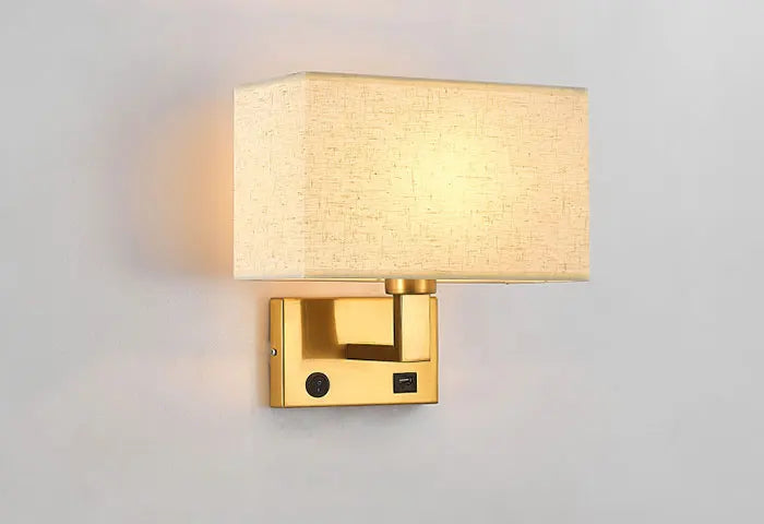 Modern Wall Lamp with Stainless Steel Base & Fabric Shade