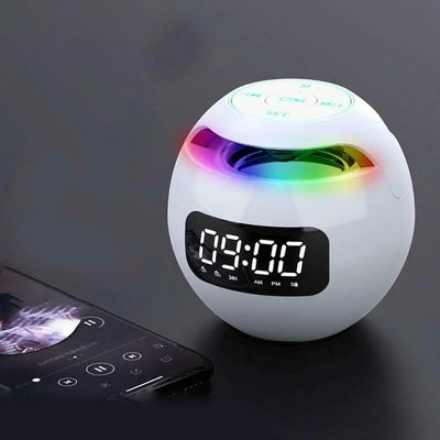 Digital LED Alarm Clock with Bluetooth Speaker & Colorful Night Light – Motion Sensor, Rechargeable, 5W Sound