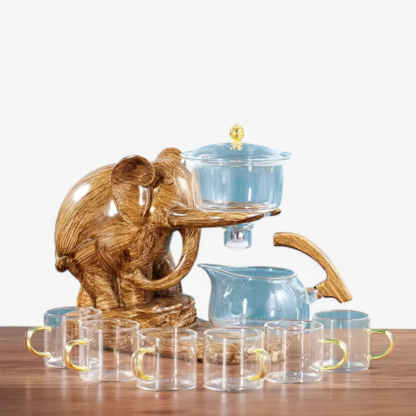 Elephant Glass Tea Set with Heat-Resistant Pot