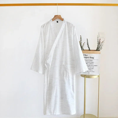 Men’s Cotton Kimono Nightgown Sleepwear with Belt 2024