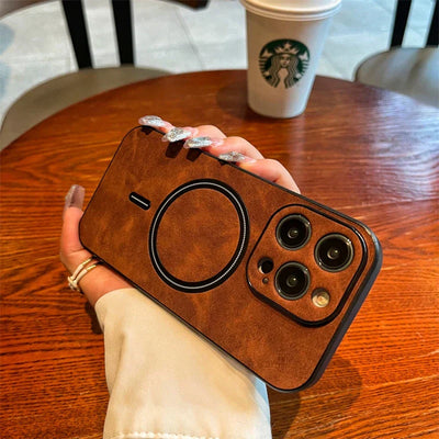 Deer Leather iPhone Case MagSafe Wireless Charging