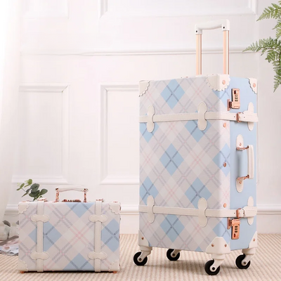 Retro Hard Shell Suitcase Set with Wheels and Combination Lock