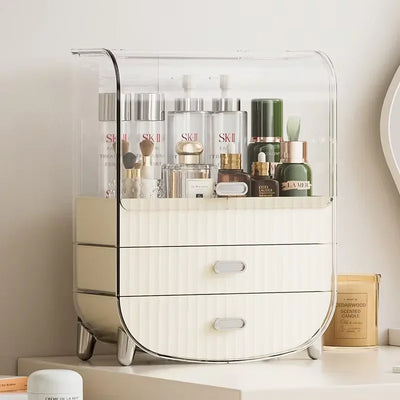 Rechargeable Cosmetic Organizer – Transparent Dustproof Makeup