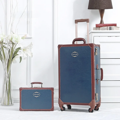 Retro Hard Shell Suitcase Set with Wheels and Combination Lock