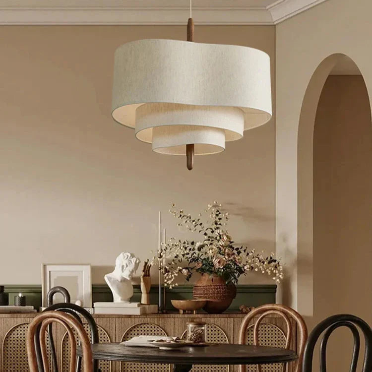 Japanese Wabi Sabi Fabric Chandelier Minimalist Pendant Light