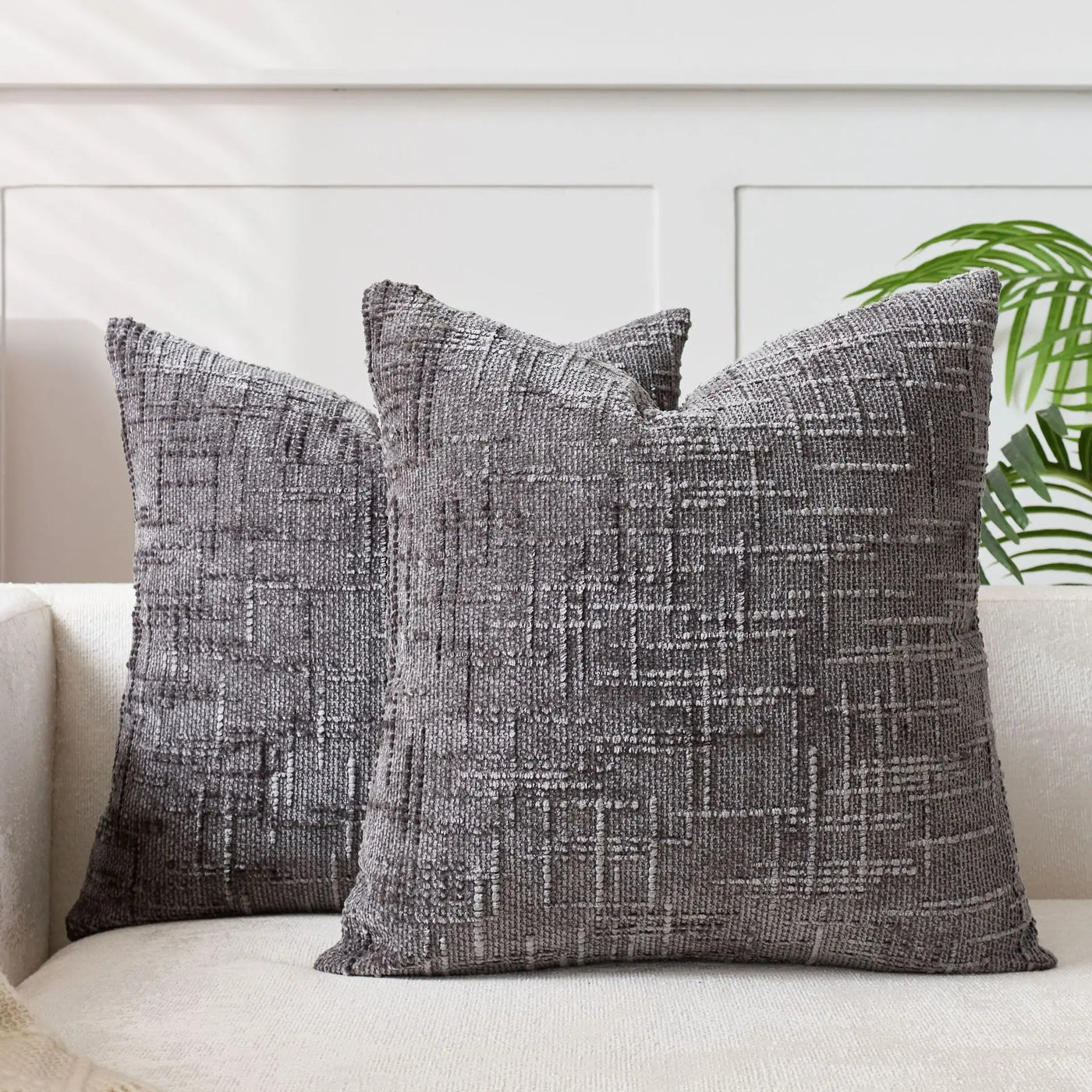 Chenille Throw Pillow Cover Bamboo Texture Solid Color