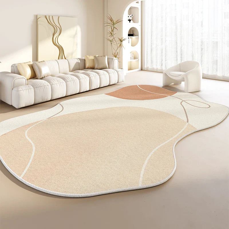 Japanese Style Irregular Plush Rug with Non-Slip Backing
