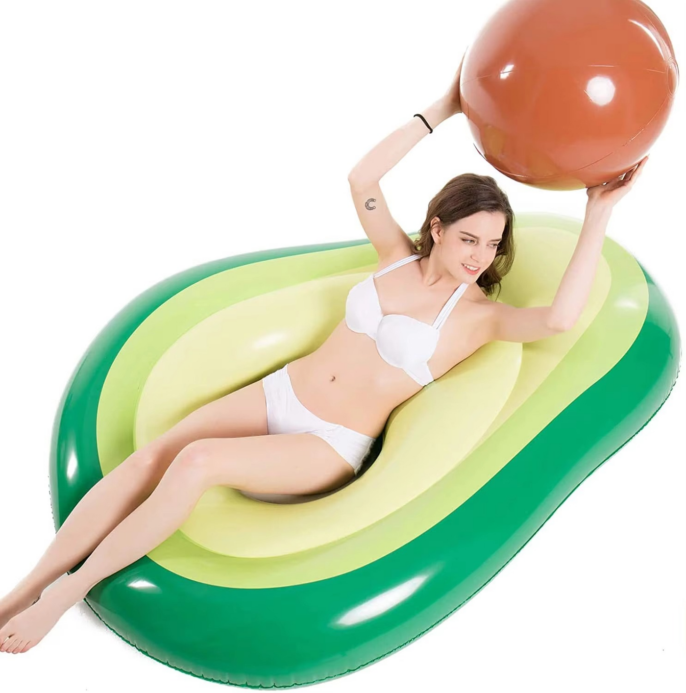 Inflatable Avocado Pool Float with Detachable Ball Toy
