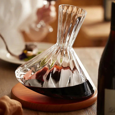 Crystal Glass Rotating Wine Decanter 1L
