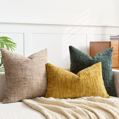 Chenille Throw Pillow Cover Bamboo Texture Solid Color
