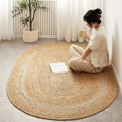 Handwoven Jute Reversible Rug for Living Room and Bedroom