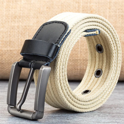 Men’s Canvas Belt – Adjustable Casual Striped Waistband