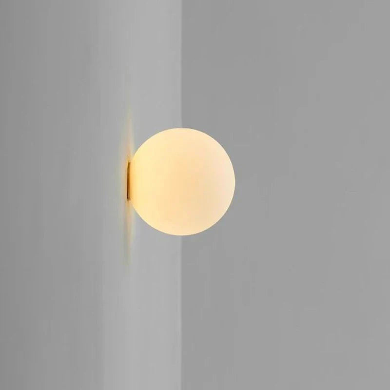 Modern White Milk Glass Circular Wall Light