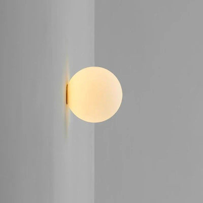 Modern White Milk Glass Circular Wall Light