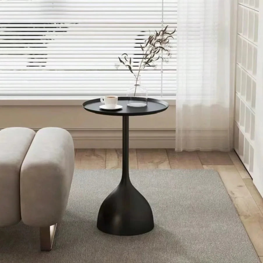 Scandinavian Round Metal Side Table for Living Room or Bedroom
