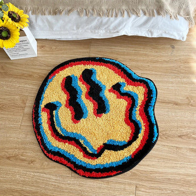 Round Soft Smiley Face Rug – Non-Slip Plush Carpet