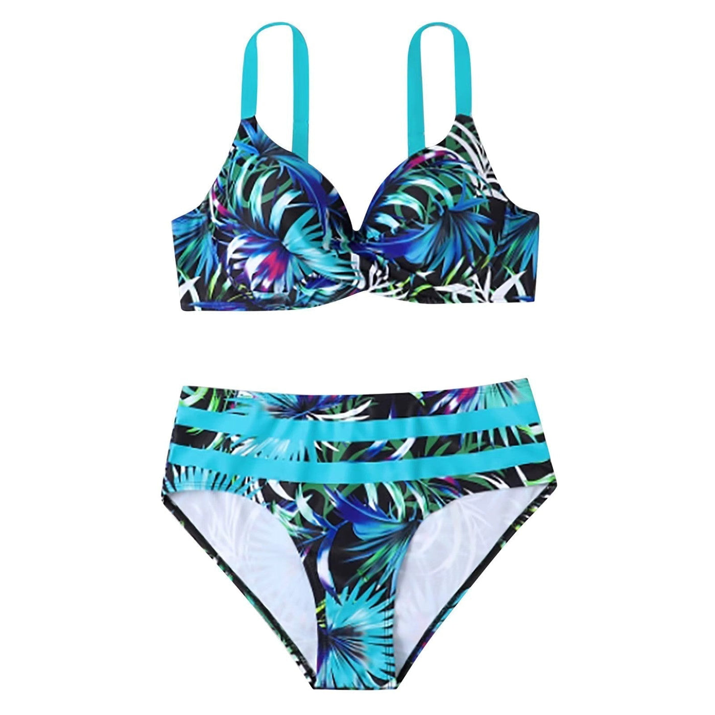 Tropical High-Waist Bikini Set for Women