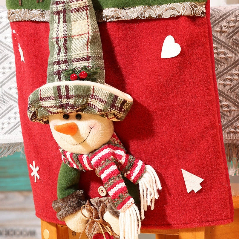3D Plush Santa Snowman Dining Chair Covers