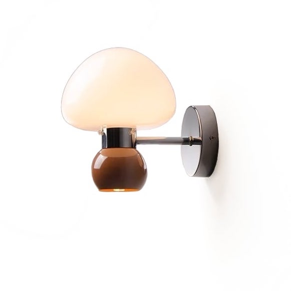 Cream Glass Mushroom Wall Sconce Light